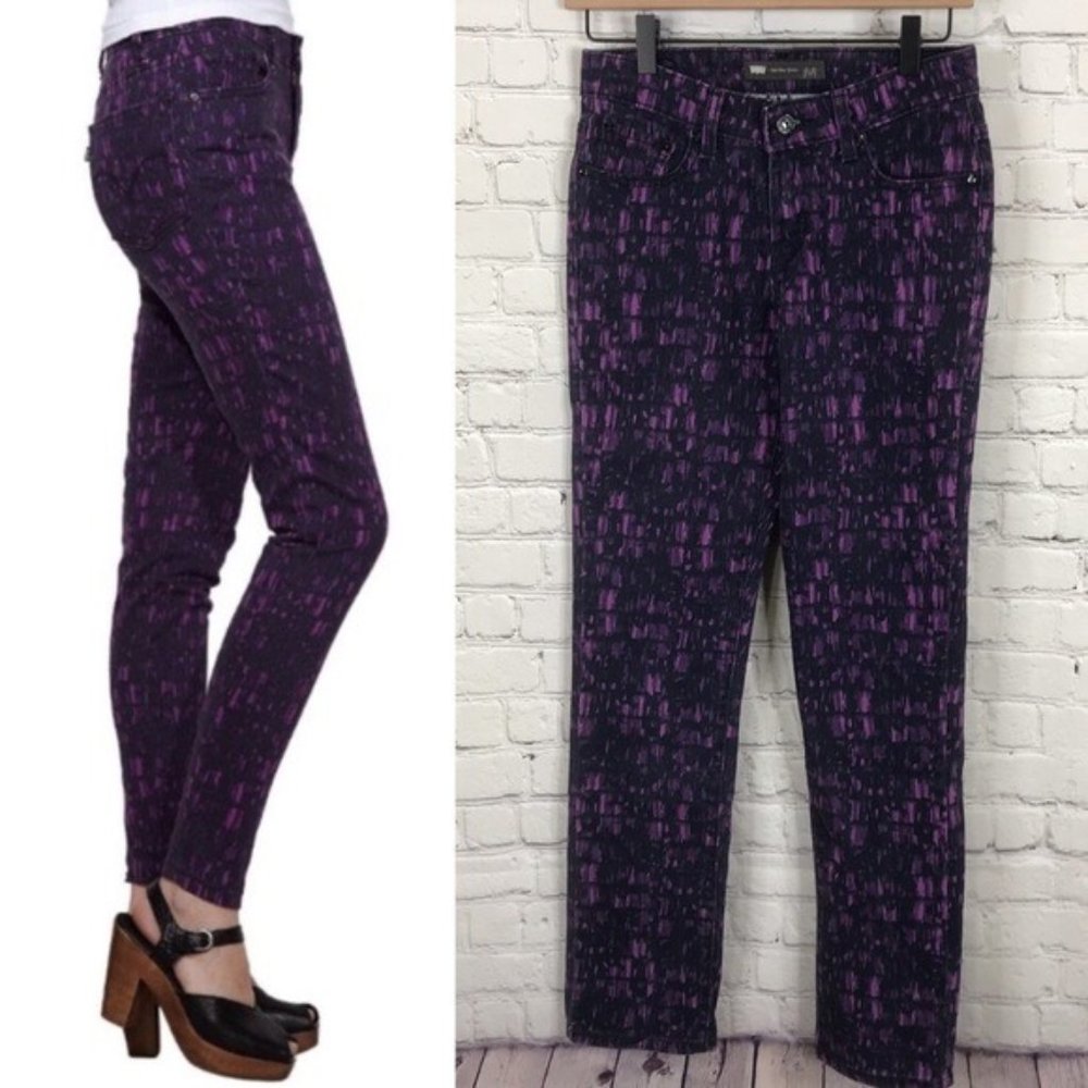 Levi’s Mid-Rise Purple Black abstract Jeans 27